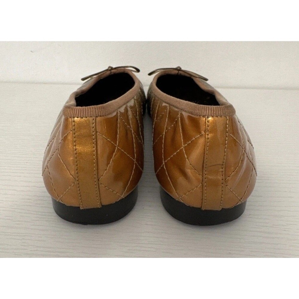 Chanel EU 37 Bronze Patent Leather  CC Logo Now Classic Ballet Flats Authentic - Picture 4 of 11